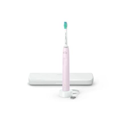 Periuta de dinti sonica electrica Philips Sonicare Seria 3100 HX3673/11, 31000 miscari/minut, 1 mod de curatare, senzor presiune, functia BrushSync, 1 cap de periere, toc de transport, Roz pastel