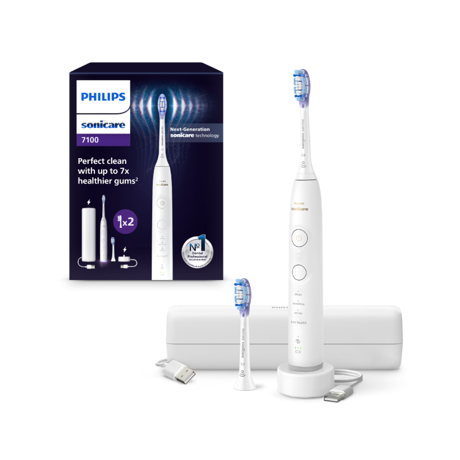 Periuta de dinti electrica Philips Sonicare HX7420/02, 62.000 miscari/minut, conectata la apilcatie, autonomie 21 zile, 4 mod de periere,3 intensitati, senzor presiune luminos, functia BrushSync, 2x capete periere GumCare, toc functie incarcare, alb