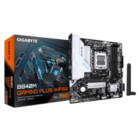 GIGABYTE B840M GAMING PLUS WIFI6E. Processor manufacturer: AMD, Processor socket: Socket AM5, Compatible processor series: AMD Ryzen  7000 Series, AMD Ryzen 8000 Series, AMD Ryzen 9000 Series. Supported memory types: DDR5-SDRAM, Maximum internal memory: 256 GB, Memory slots type: DIMM. Supported