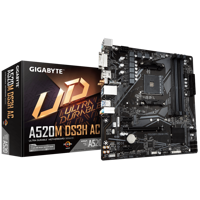 Placa de Baza GIGABYTE A520M DS3H AC AM4, 4x DDR4, 1x PCIE 3.0 x16 2x PCIE 3.0 x1, 1x M.2, 4x SATA 6GB/s, mATX