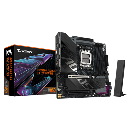 Placa de Baza GIGABYTE B850M AORUS ELITE WIFI6E AM5, 4x DDR5, 1x DP 1x HDMI, 2x PCIE x16, 2x M.2, 4x SATA 6GB/s, mATX