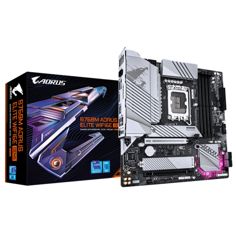 Placa de Baza GIGABYTE B760M AORUS ELITE WIFI6E GEN5 LGA1700, 4x DDR5, 1x HDMI 1x DP, 1x PCIE 5.0 x16 1x PCIE 4.0 x16, 2x M.2, 4x SATA 6GB/s, mATX