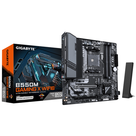 Placa de Baza GIGABYTE B550M GAMING X WIFI6 AM4, 4x DDR4, 1x DP 1x HDMI, 1x PCIE 4.0 x16 1x PCIE 3.0 x16 1x PCIE 3.0 x1, 2x M.2, 4x SATA 6GB/s, mATX
