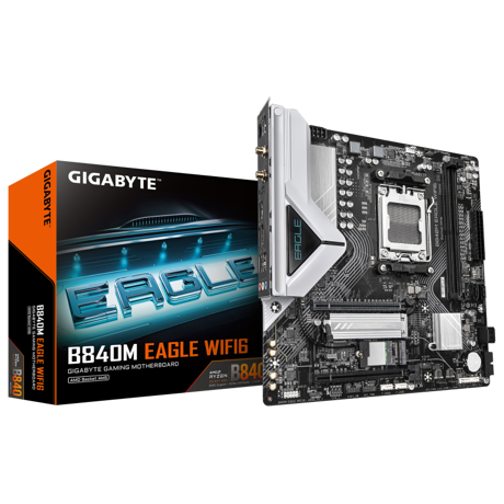 Placa de Baza GIGABYTE B840M EAGLE WIFI6 AM5, 2x DDR5, 1x DP 1x HDMI, 1x PCIE 4.0 x16 1x PCIE 3.0 x16, 2x M.2, 4x SATA 6GB/s, mATX