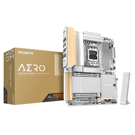 GIGABYTE X870E AERO X3D WOOD. Processor manufacturer: AMD, Processor socket: Socket AM5, Compatible processor series: AMD Ryzen 7000  Series, AMD Ryzen 8000 Series, AMD Ryzen 9000 Series. Supported memory types: DDR5-SDRAM, Maximum internal memory: 256 GB, Memory slots type: DIMM. Supported storage