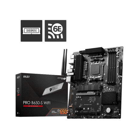 Placa de baza MSI PRO B650-S WIFI AM5, 4xDDR5, 1xHDMI 1xDP, 2x PCIE x16 1x PCIE x1, 2x M.2 ATX