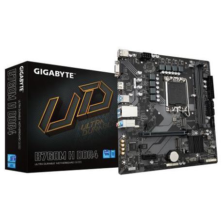 Placa de baza Gigabyte B760M H LGA1700, 2x DDR4, 1x D-Sub, 1x HDMI, 1x PCIe x16, 1x PCIe x1, 2x M.2, 4x SATA 6Gbps, 1Gbps LAN, mATX