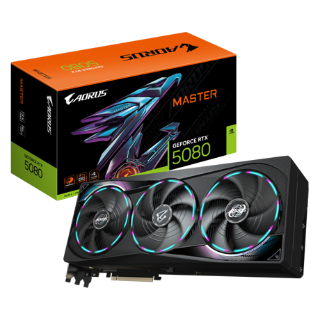 Placa Video GIGABYTE AORUS GEFORCE RTX 5080 MASTER 16GB GDDR7 256 bit, 3x DP 1x HDMI