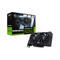 MSI GeForce RTX 5050 8G GAMING OC. Graphics processor family: NVIDIA, Graphics processor: GeForce RTX 5050. Discrete graphics card memory: 8 GB, Graphics card memory type: GDDR6, Memory bus: 128 bit. Maximum resolution: 7680 x 4320 pixels. DirectX version: 12 Ultimate, OpenGL version: 4.6. Interface