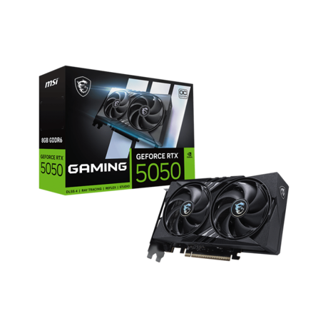 MSI GeForce RTX 5050 8G GAMING OC. Graphics processor family: NVIDIA, Graphics processor: GeForce RTX 5050. Discrete graphics card memory: 8 GB, Graphics card memory type: GDDR6, Memory bus: 128 bit. Maximum resolution: 7680 x 4320 pixels. DirectX version: 12 Ultimate, OpenGL version: 4.6. Interface