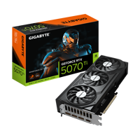 GIGABYTE GeForce RTX 5070 Ti WINDFORCE OC V2 16G. Graphics processor family: NVIDIA, Graphics processor: GeForce RTX 5070 Ti, Processor frequency: 2497 MHz. Discrete graphics card memory: 16 GB, Graphics card memory type: GDDR7, Memory bus: 256 bit, Memory clock speed: 2800 MHz. Maximum resolution