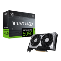 MSI GEFORCE RTX 5050 8G VENTUS 2X OC. Graphics processor family: NVIDIA, Graphics processor: GeForce RTX 5050. Discrete graphics card memory: 8 GB, Graphics card memory type: GDDR6, Memory bus: 128 bit. Maximum resolution: 7680 x 4320 pixels. DirectX version: 12 Ultimate, OpenGL version: 4.6