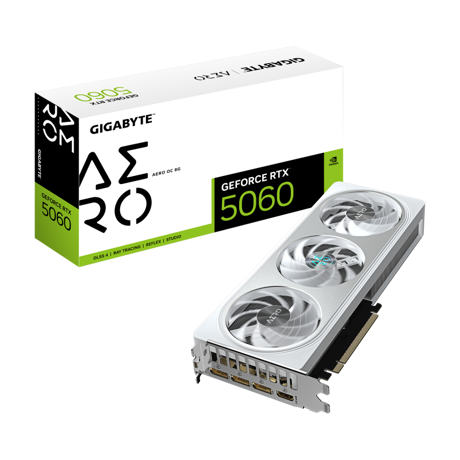 Placa Video GIGABYTE GEFORCE RTX 5060 AERO OC 8GB GDDR7 128 bit, PCIE 5.0, 3x DP 1x HDMI