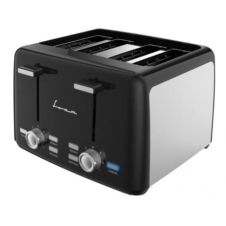 Prajitor de paine Fram FTP-1574SSBK, 600 W, 4 felii, 7 niveluri de rumenire, Negru-Inox