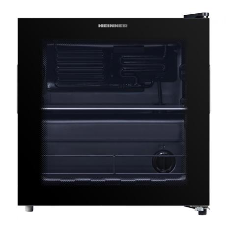 Racitor de bauturi Heinner HBC-M44BKE, clasa energetica: E, capacitate totala: 44L, capacitate incarcare: 48 doze (355 ml), control mecanic cu termostat ajustabil, 1 raft din sticla, usa reversibila, Negru