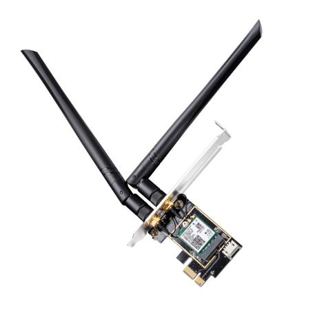 WE3000 CUDY 3000Mbps Wi-Fi 6 / Bluetooth 5.0 PCI Express Adapter, Intel AX200 module, 2T2R, 2402Mbps at 5GHz + 574Mbps at 2.4GHz, 802.11ax/ac/a/b/g/n, 2 detachable antennas, Ver 1.0