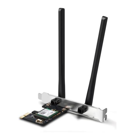 MA80XE AX3000 Dual-Band Wi-Fi 6 Bluetooth PCI Express Adapter SPEED: 2402 Mbps at 5 GHz + 574 Mbps at 2.4 GHz SPEC: 2× High Gain Dual-Band External Antennas FEATURE: Wi-Fi 6, MU-MIMO, OFDMA, 1024 QAM, HE160, WPA3, Bluetooth 5.2"
