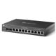 TP-LINK Omada Router 3 in 1 VPN Gigabit Multi-WAN, Standarde și Protocoale: IEEE 802.3, IEEE802.3u, IEEE802.3ab, IEEE802.3z, IEEE 802.3x, IEEE 802.1q, Interfata: 2× Porturi WAN/LAN SFP WAN/LAN, 1× Port WAN Gigabit, 1× Port LAN/WAN Gigabit, 8× Porturi LAN Gigabit, Fără ventilator, 8× Porturi PoE+