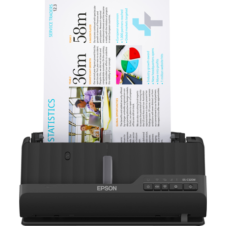 EPSON ES-C320W A4 Compact wi-fi Sheetfed Scanner, Rezolutie optica: 600 x 600 DPI,  Sursa lumina: ReadyScan LED technology, Viteza scanare:30ppm, Capacitate ADF: 20 coli, Volum scanare: 3500 pagini/zi, Duplex, Formate:BMP, JPEG, TIFF, multi-TIFF, PDF, searchable PDF, PDF/A, PNG, Interfata: USB 2.0