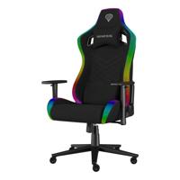 Scaun gaming Genesis TRIT 660, material textil, iluminare RGB, reglabil pe inaltime, greutate maxima suportata 150 kg, inaltime scaun reglabil 45 - 52 cm, spatar ajustabil 160°, dimensiuni roti 60mm,  echipat cu piston cu gaz clasa 4, manere 2D, negru