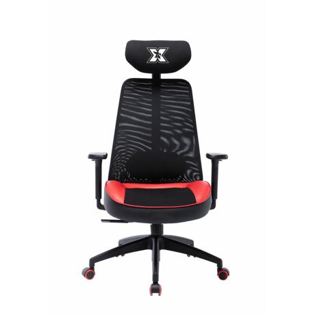 Scaun gaming Serioux Kyrian, adjustabil, piston pe gaz clasa 4, manere 3d, tetiere reglabile, baza stea cu 5 picioare, suporta pana la 150 kg, rosu