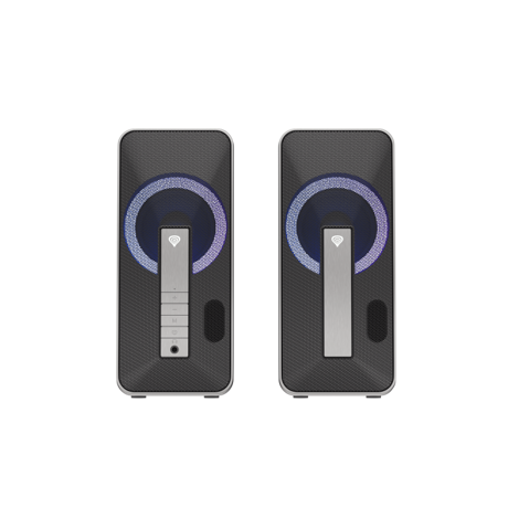 Sistem audio Genesis HELIUM 100BT 2.0, putere maxima RMS 10 W, iluminare RGB, material ABS, metal, conectivitate mini jack, bluetooth 5.0, negru