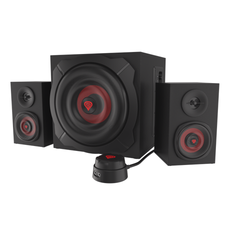 Sistem audio Genesis HELIUM 610BT, putere maxima RMS 60W, frecventa raspuns 40 - 20000 Hz, conectivitate mini jach, bluetooth 4.2, material lemn, negru/rosu