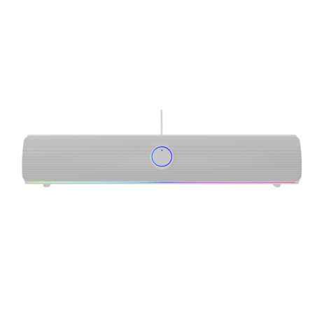 Soundbar GENESIS HELIUM 312BT 2.0, putere 10W, lungime cablu 150cm, frecventa raspuns 100 - 20000 Hz, iluminare multicolor, interfata USB-A, alb