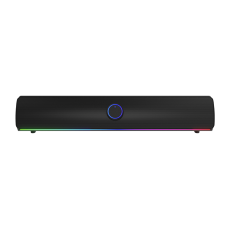 Soundbar GENESIS HELIUM 312BT 2.0, putere 10W, lungime cablu 150cm, frecventa raspuns 100 - 20000 Hz, iluminare multicolor, interfata USB-A, negru