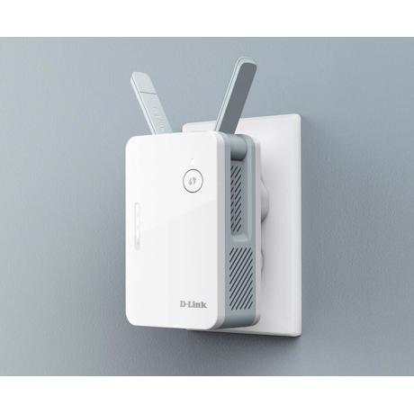 D-Link AX1500 Mesh Range extender E15, Standarde wireless: IEEE 802.11ax/ac/n/g/b/k/v/a/h, IEEE 802.3u/ab, interfata: 1xLAN, 2 x Antene externe, dimensiuni: 105 x 63.5 x 50 mm, greutate: 161g, Dual-band 2x2 Wi-Fi 6, viteza: 1201Mbps (5GHz), 300Mbps (2.4GHz) speeds.