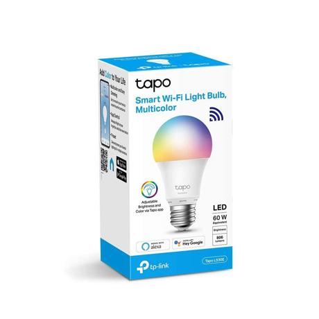 TP-Link Tapo L530E Smart bulb Multicolor Wi-Fi, E27, Wi-Fi Protocol IEEE 802.11b/g/n, Wi-Fi Frequency: 2.4 GHz Wi-Fi, 806 lumeni, 8.7 W, 2,500 K~ 6,500 K, Switching Circles 15,000.
