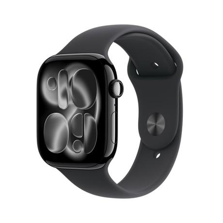 Apple Watch Series 11 GPS + Cellular 46mm Jet Black Aluminium Case with Black Sport Band - M/L