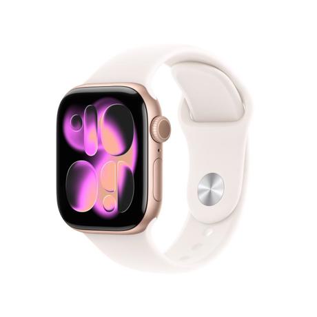 Apple Watch Series 11 GPS + Cellular 42mm Rose Gold Aluminium Case with Light Blush Sport Band - S/M