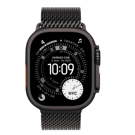 Apple Watch Ultra 3 GPS + Cellular 49mm Black Titanium Case with Black Titanium Milanese Loop - Medium