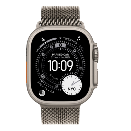 Apple Watch Ultra 3 GPS + Cellular 49mm Natural Titanium Case with Natural Titanium Milanese Loop - Medium