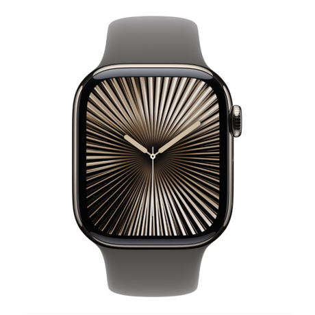 Apple Watch Series 10 GPS + Cellular 42mm Natural Titanium Case with Stone Grey Sport Band - M/L