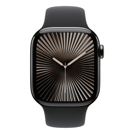 Apple Watch Series 10 GPS + Cellular 46mm Slate Titanium Case with Black Sport Band - M/L