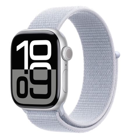 Apple Watch Series 10 GPS 46mm Silver Aluminium Case with Blue Cloud Sport Loop