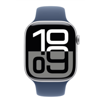 Apple Watch Series 10 GPS 46mm Silver Aluminium Case with Denim Sport Band - S/M MWWL3QC/A