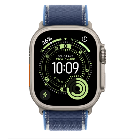 Apple Watch Ultra 3 GPS + Cellular 49mm Natural Titanium Case with Blue/Bright Blue Trail Loop - M/L