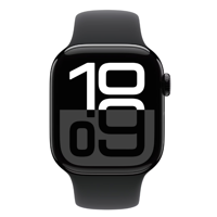 Apple Watch Series 10 GPS + Cellular 42mm Jet Black Aluminium Case with Black Sport Band - M/L MWX73QC/A