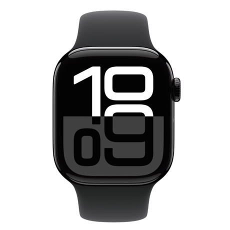 Apple Watch Series 10 GPS + Cellular 42mm Jet Black Aluminium Case with Black Sport Band - M/L