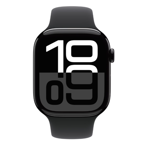 Apple Watch Series 10 GPS 46mm Jet Black Aluminium Case with Black Sport Band - S/M