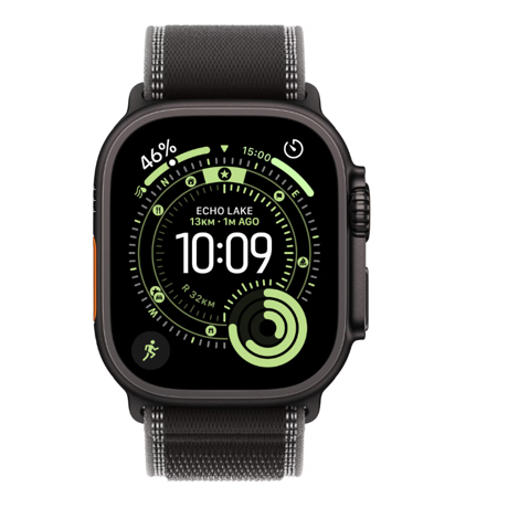 Apple Watch Ultra 3 GPS + Cellular 49mm Black Titanium Case with Black/Charcoal Trail Loop - S/M