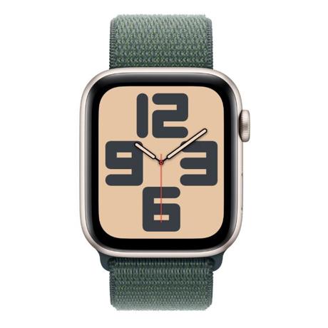 Apple Watch SE GPS + Cellular 44mm Starlight Aluminium Case with Lake Green Sport Loop