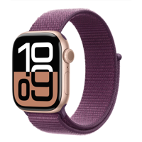 Apple Watch Series 10 GPS 42mm Rose Gold Aluminium Case with Plum Sport Loop MWWK3QC/A