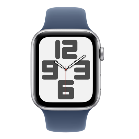 Apple Watch SE GPS 44mm Silver Aluminium Case with Denim Sport Band - M/L