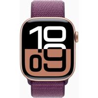 Apple Watch Series 10 GPS + Cellular 42mm Rose Gold Aluminium Case with Plum Sport Loop MWXC3QC/A