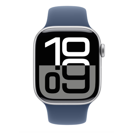 Apple Watch Series 10 GPS 42mm Silver Aluminium Case with Denim Sport Band - M/L