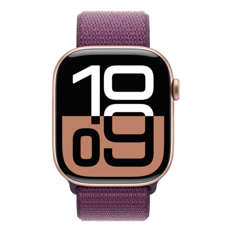 Apple Watch Series 10 GPS + Cellular 46mm Rose Gold Aluminium Case with Plum Sport Loop